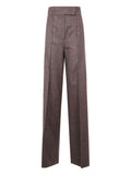 Brown Straight Flat Front Pants 1