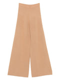 Beige Flared Flat Front Pants 1