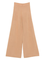Beige Flared Flat Front Pants 1