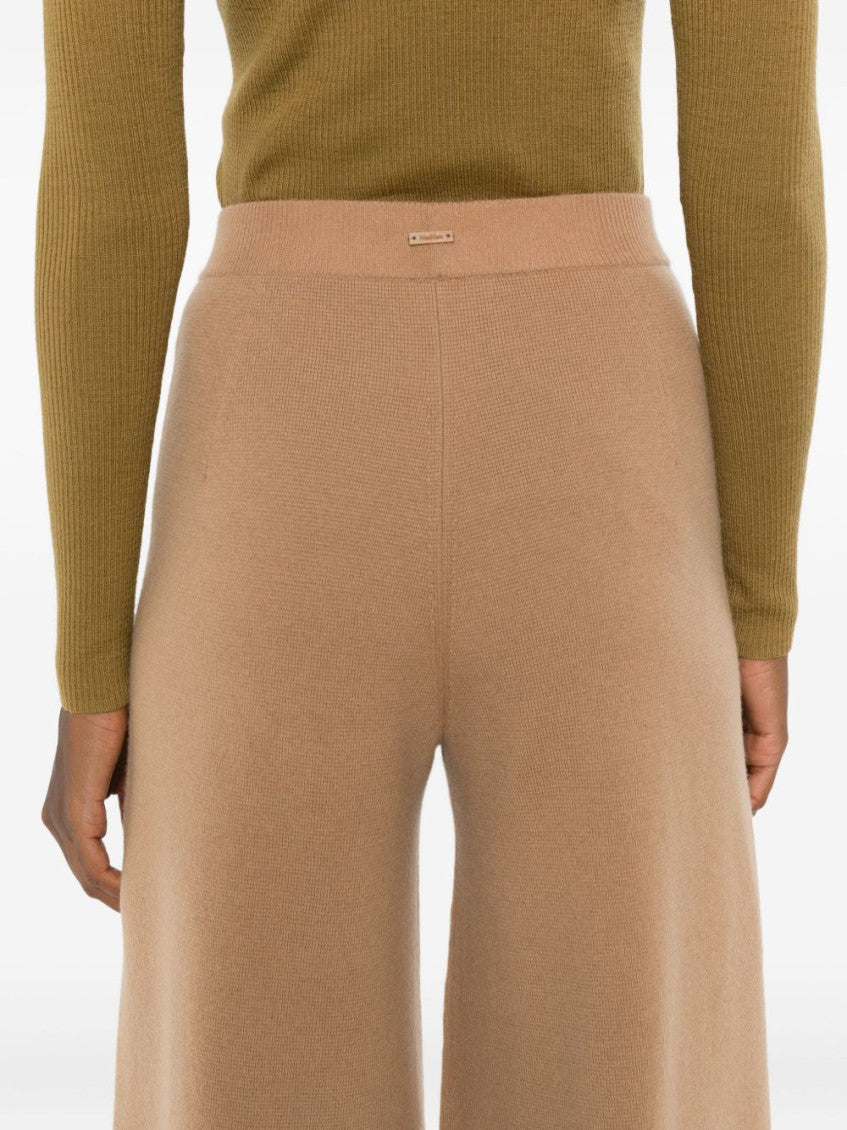 Beige Flared Flat Front Pants 2
