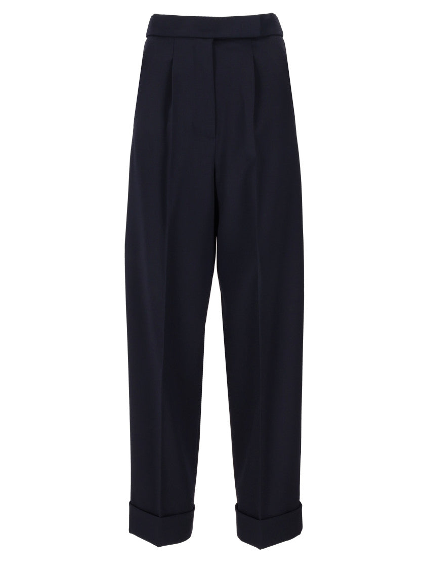 Navy Blue Tailored Pleated Pants 1