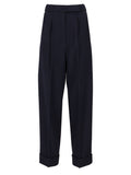 Navy Blue Tailored Pleated Pants 1