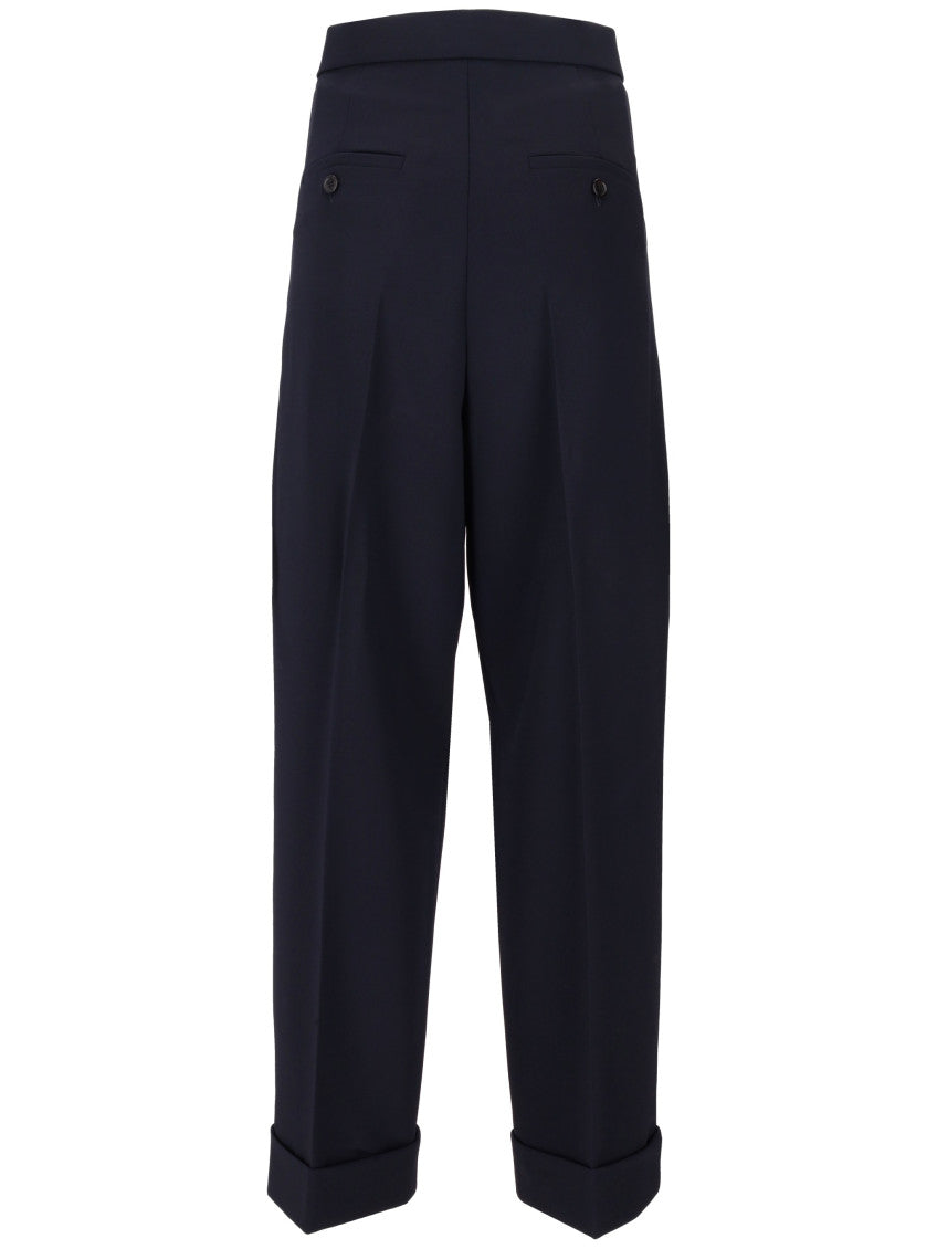 Navy Blue Tailored Pleated Pants 2