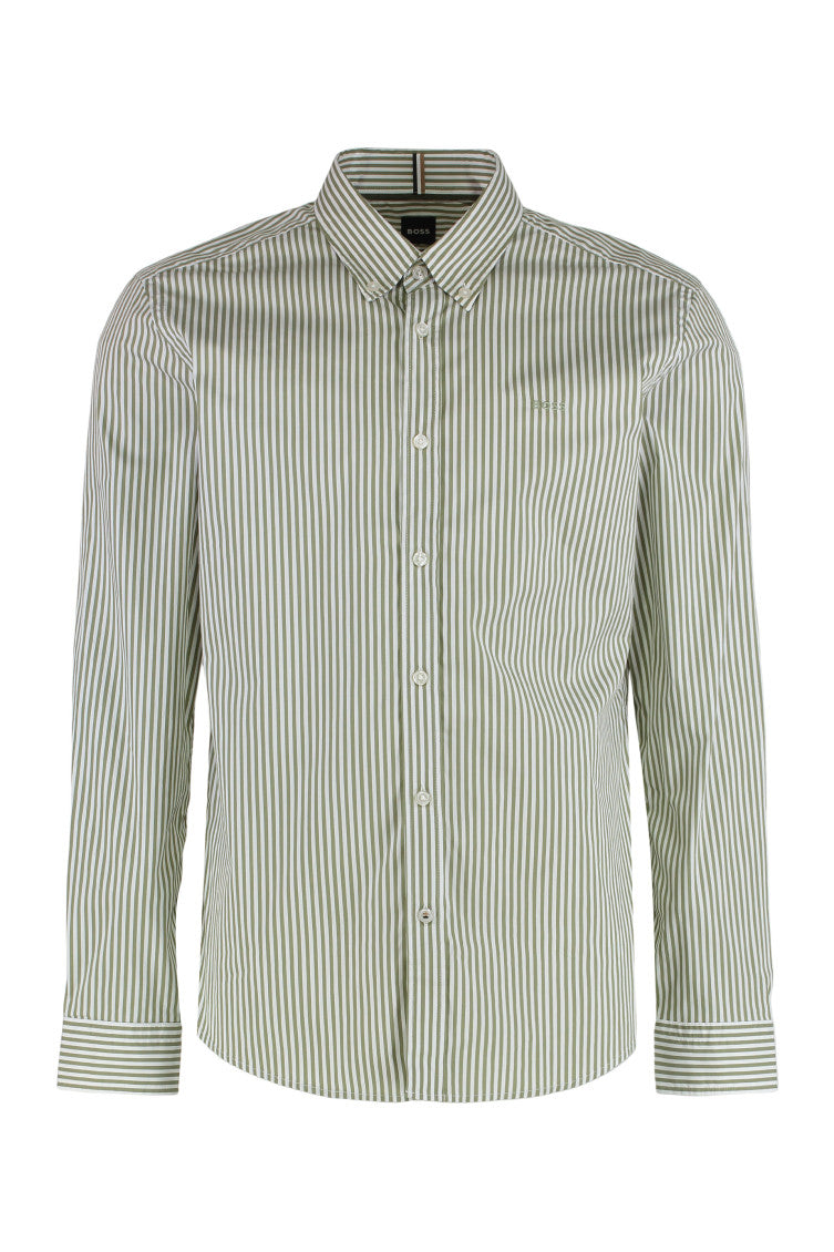 Green Slim Striped Shirt 1