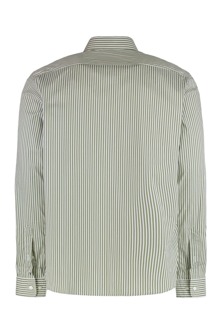 Green Slim Striped Shirt 2