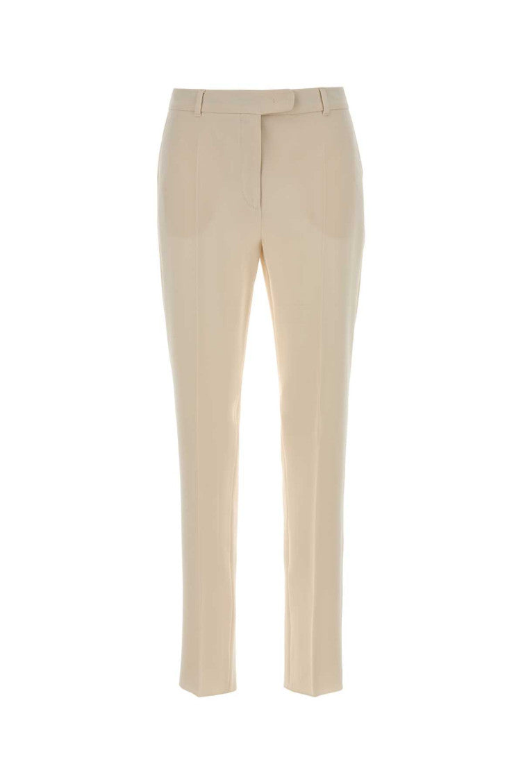 Beige Tailored Flat Front Pants 1