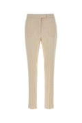 Beige Tailored Flat Front Pants 1