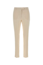 Beige Tailored Flat Front Pants 1