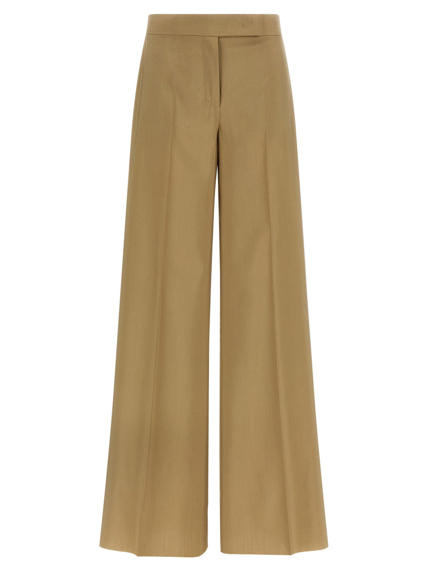 Beige Straight Flat Front Pants 1