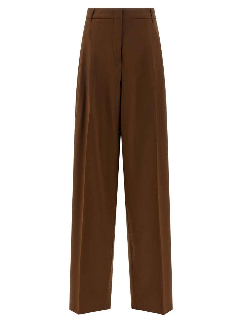 Brown Tailored Pleated Pants 1