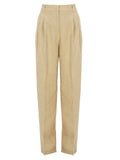Beige Tapered Pleated Pant 1