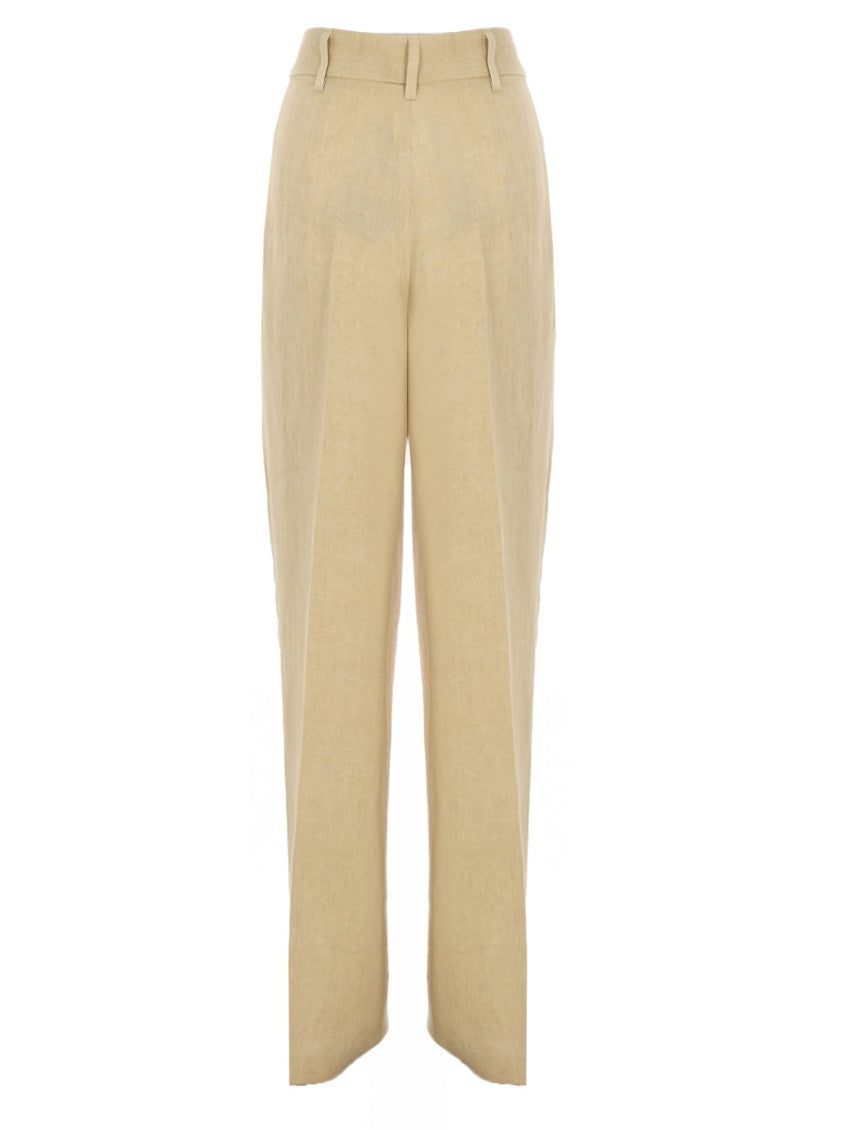 Beige Tapered Pleated Pant 2