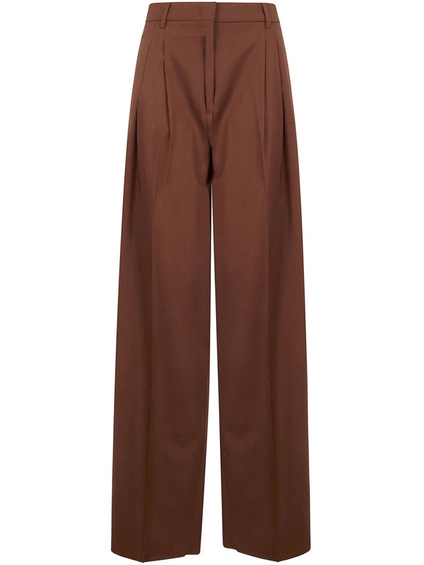 Brown Straight Pleated Pants 1