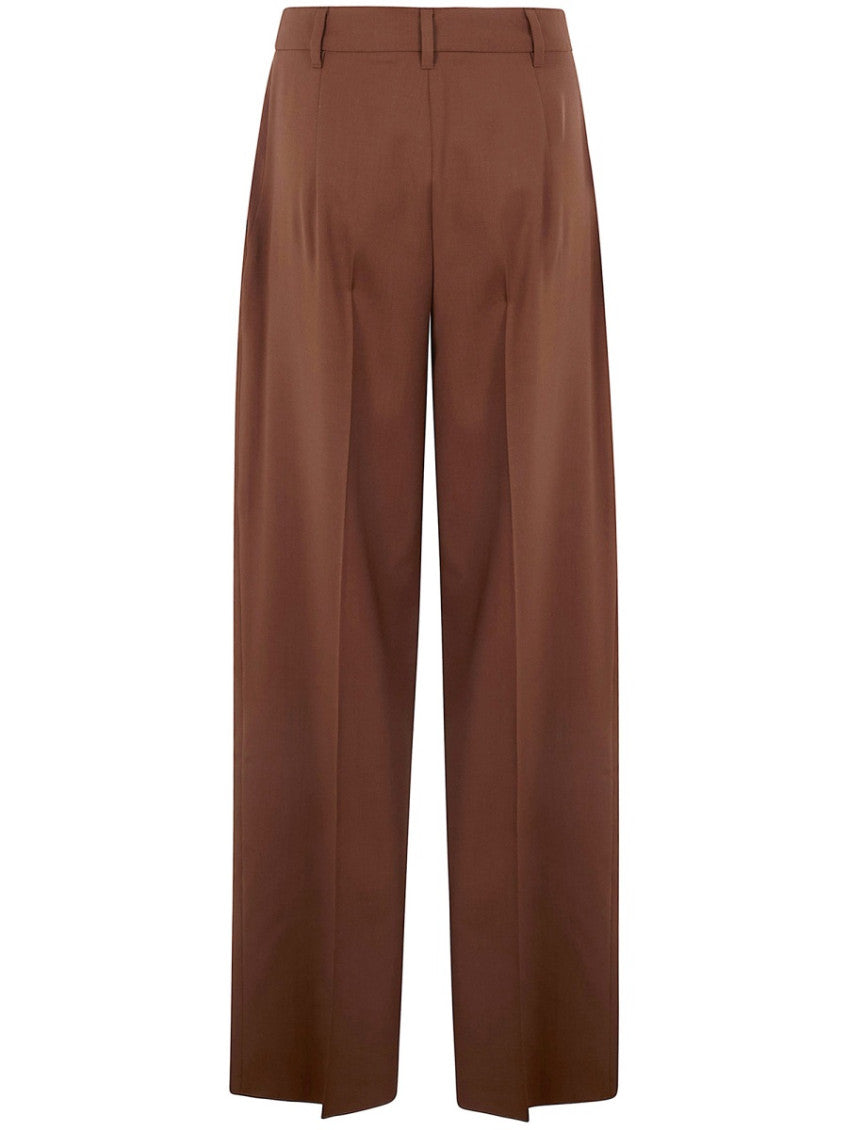 Brown Straight Pleated Pants 2