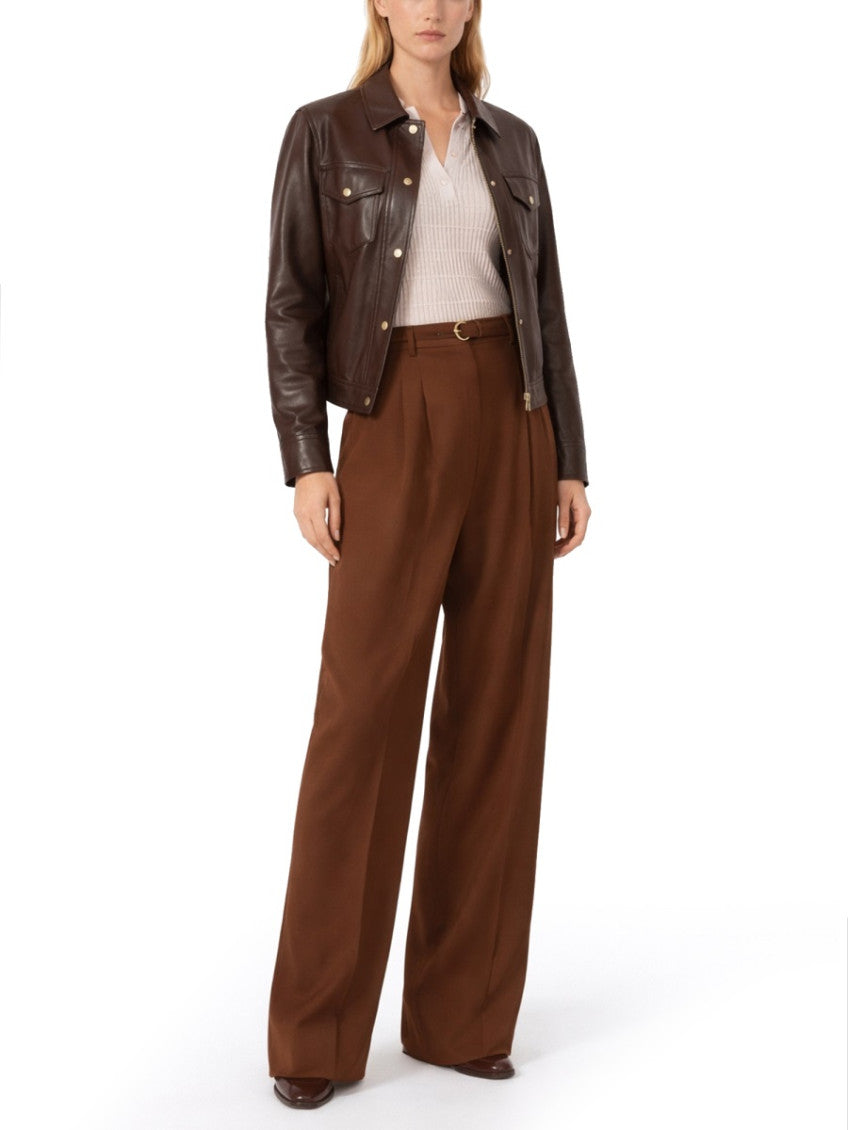 Brown Straight Pleated Pants 3
