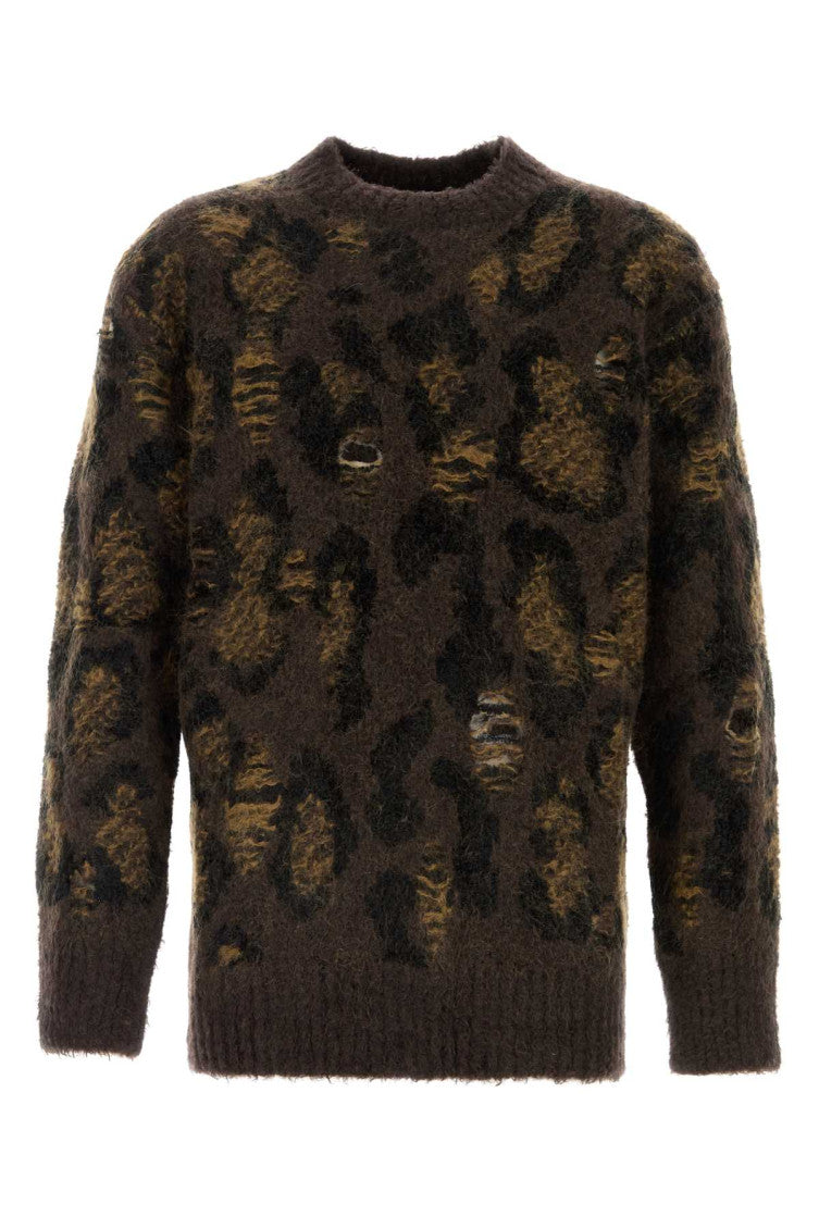 Brown Embroidered Wool Blend Sweater 1