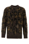 Brown Embroidered Wool Blend Sweater 1