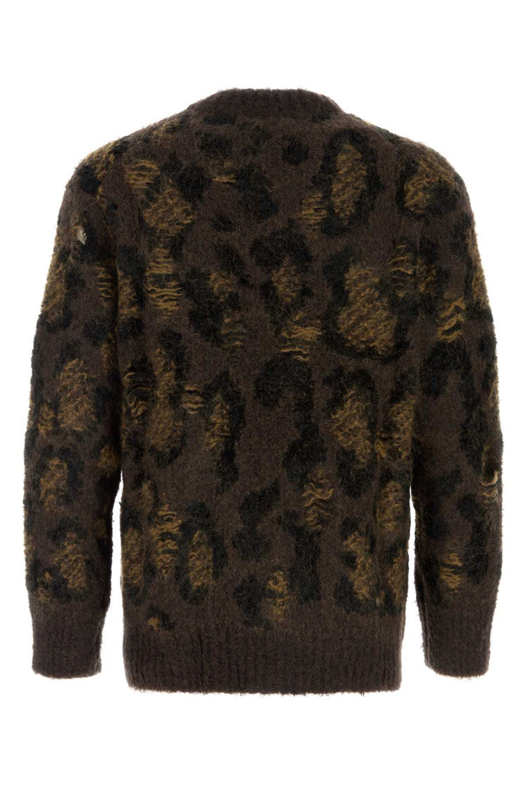Brown Embroidered Wool Blend Sweater 2