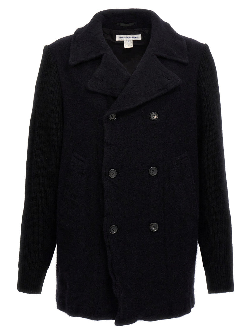 Blue Double Breasted Wool Coat 1