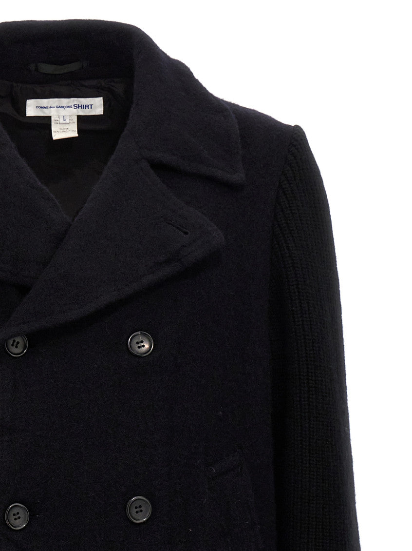 Blue Double Breasted Wool Coat 3