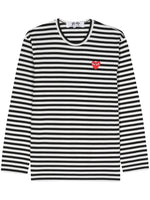BlackWhite Embroidered Logo Striped T-shirt 1