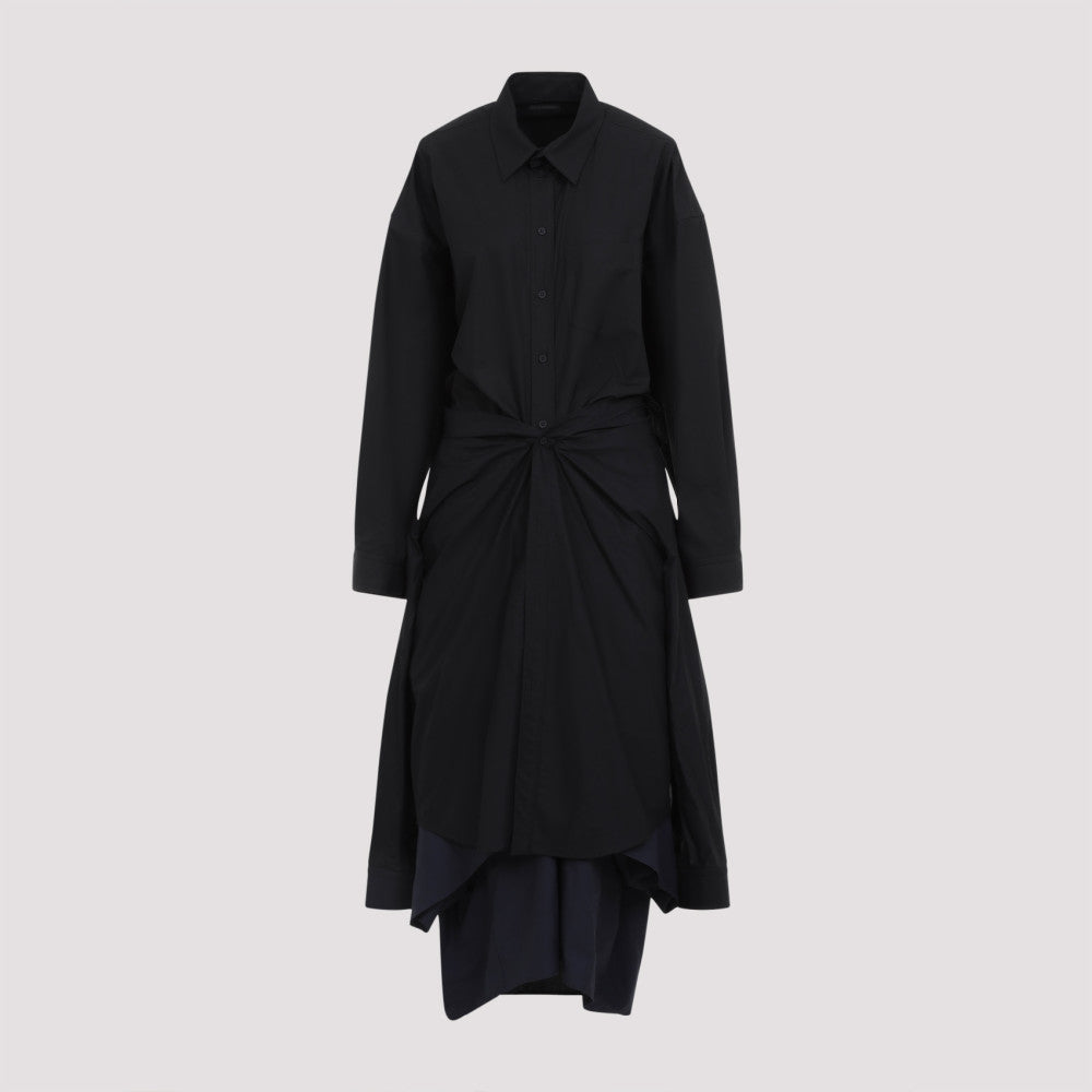Black Black Cotton Maxi Patched Shirt 3