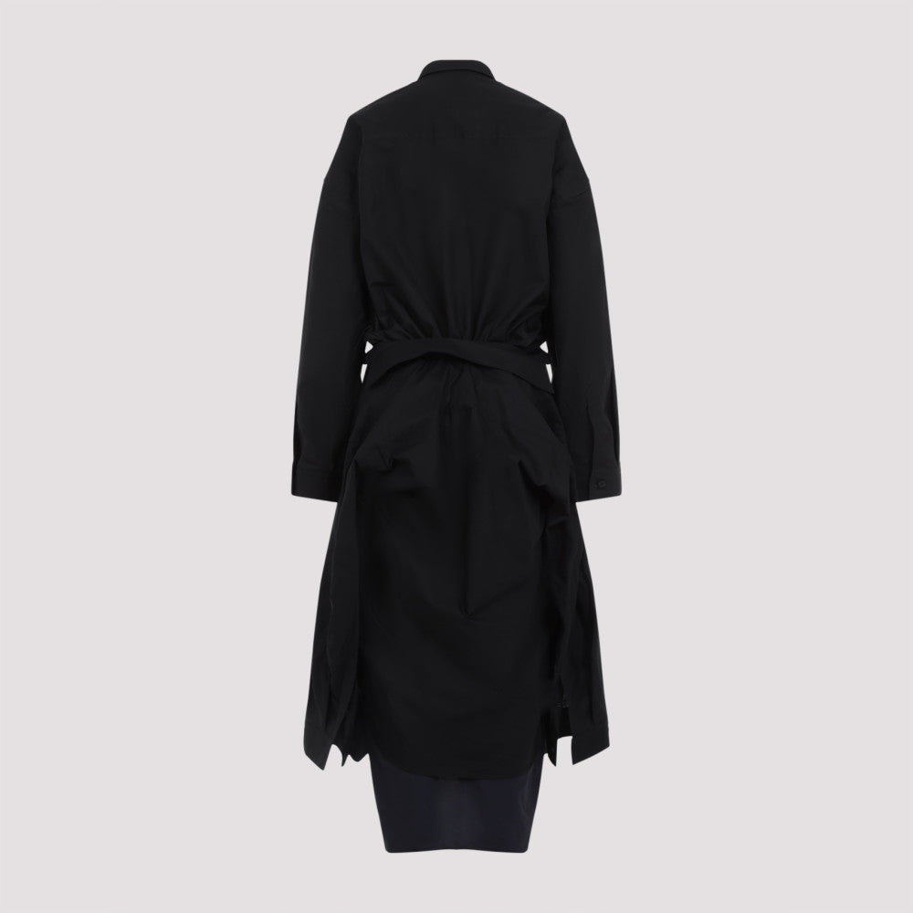 Black Black Cotton Maxi Patched Shirt 4