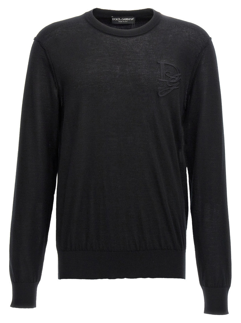Black Logo embroidery sweater 1