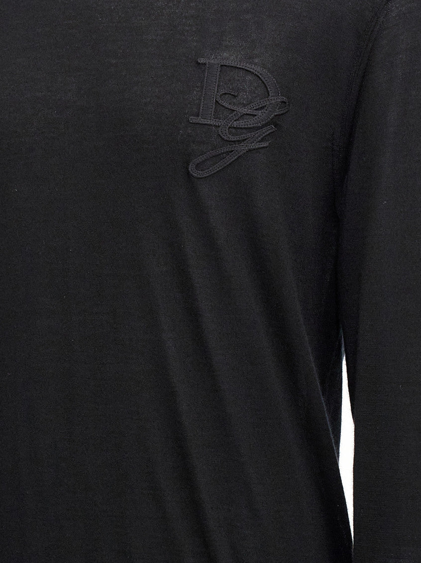 Black Logo embroidery sweater 4