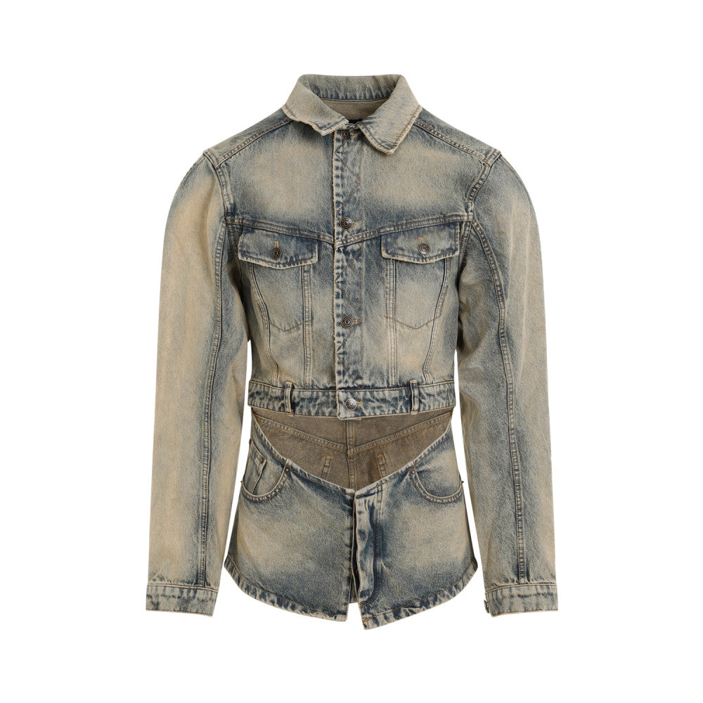 Denim Pointed Collar Jacket 1