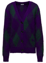 Purple Argyle Motif Cardigan 1