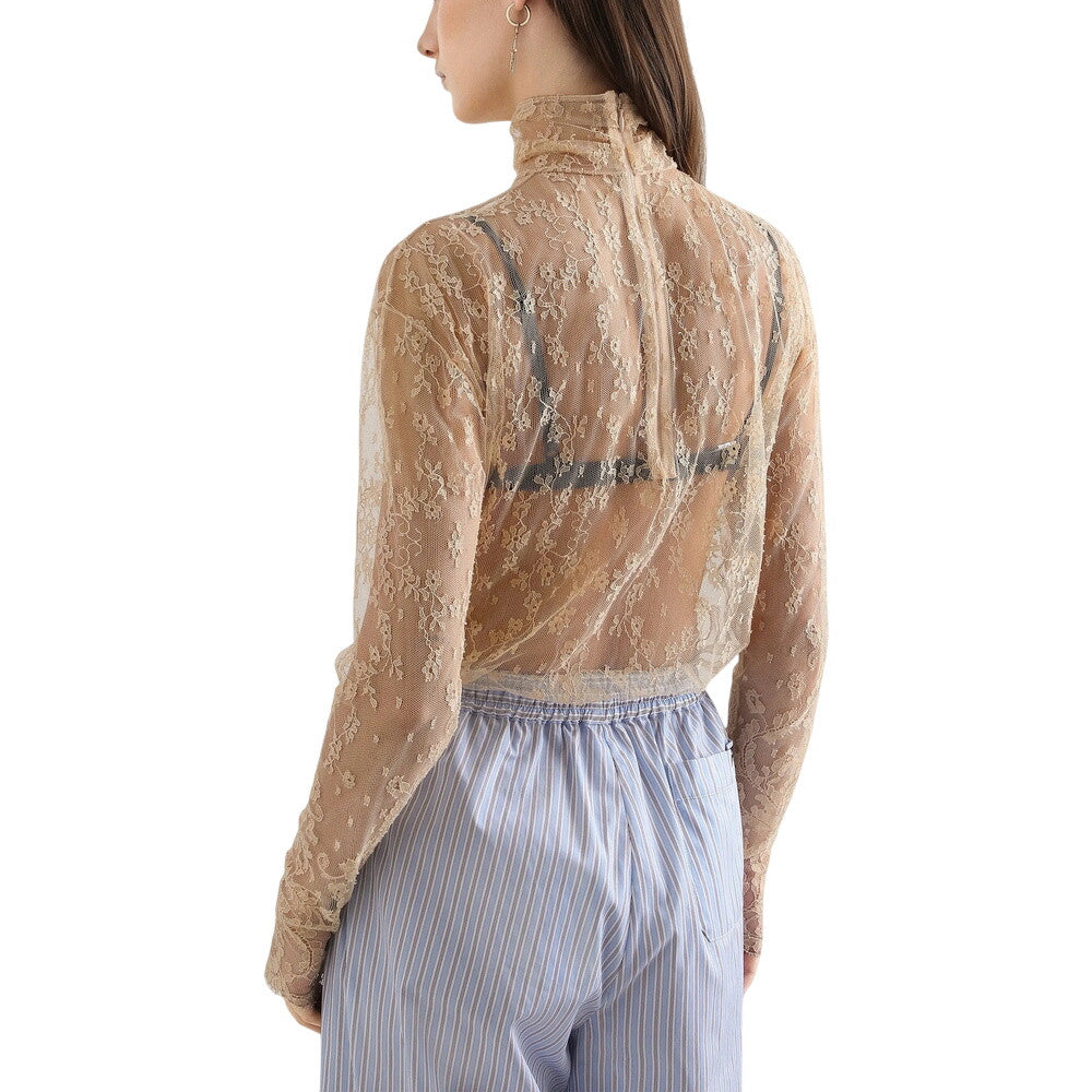 Beige Turtle Neck Top 2