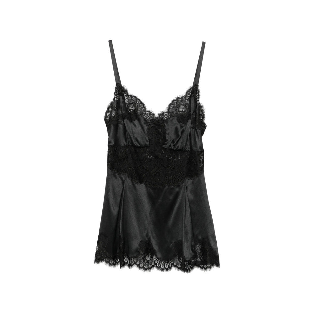 Black Lace V Neck Top 1