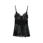 Black Lace V Neck Top 1