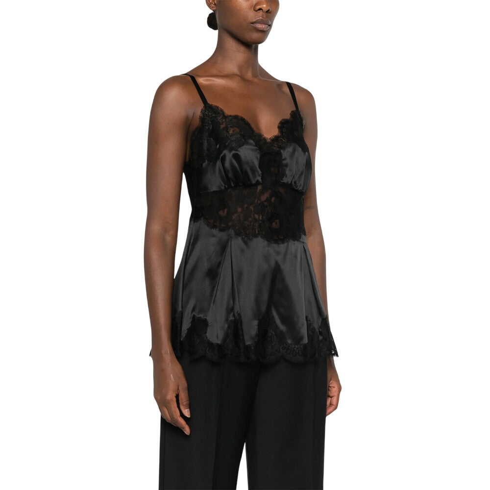 Black Lace V Neck Top 2