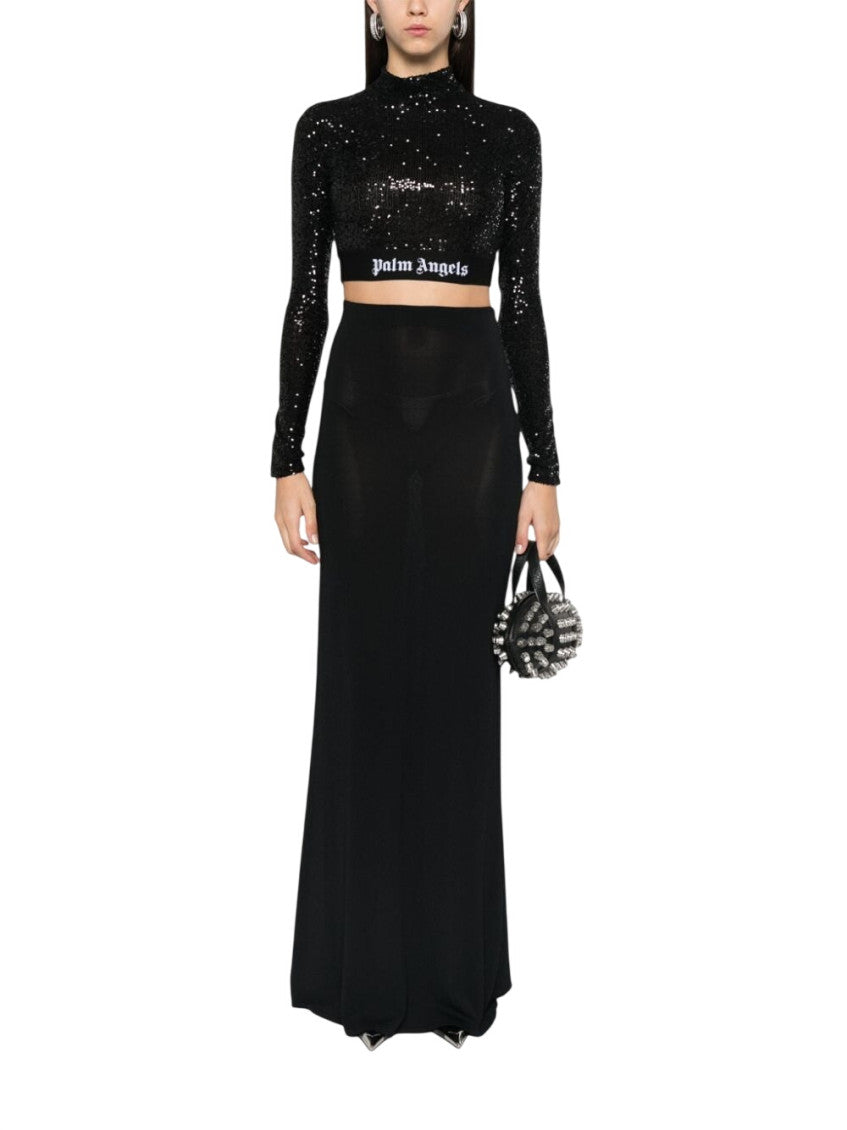 Black Embellished Mock Collar Top 1