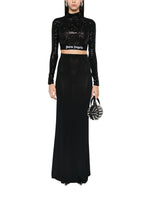 Black Embellished Mock Collar Top 1