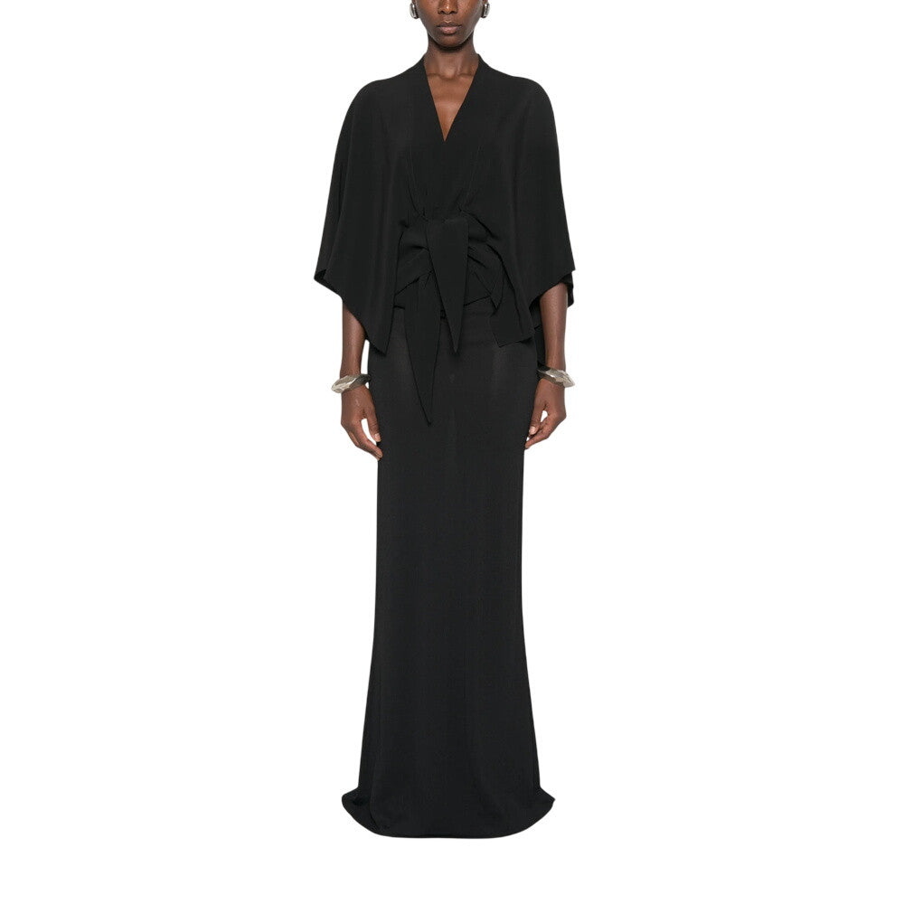 Black Solid V Neck Top 1