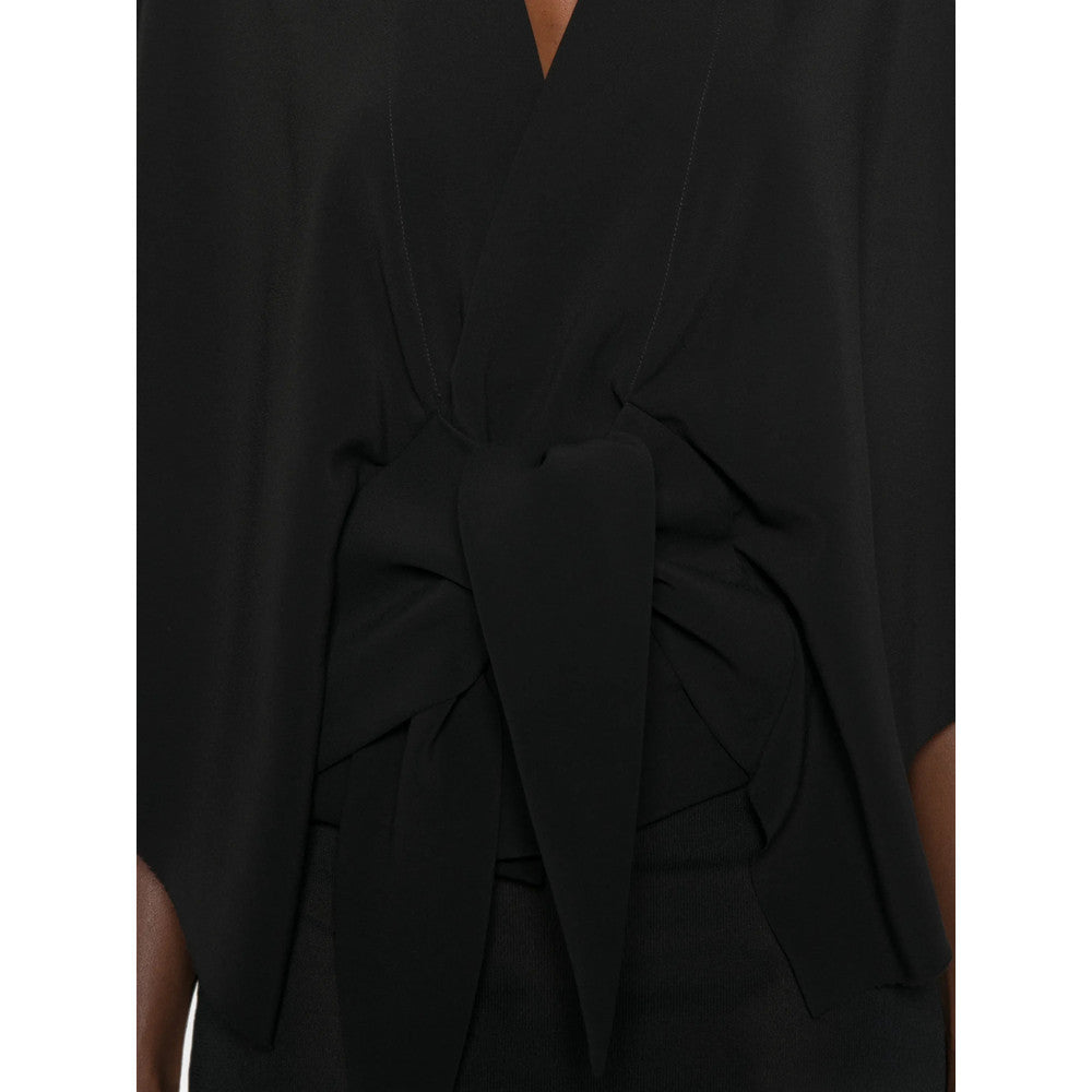Black Solid V Neck Top 4