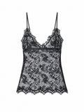 Black Lace V Neck Top 1