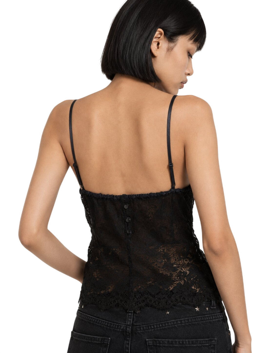 Black Lace V Neck Top 3