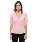 Pink Solid V Neck Top 1