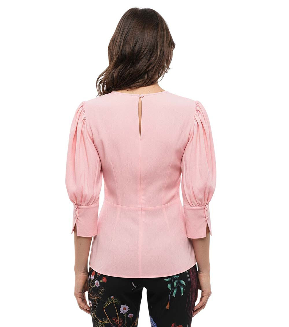 Pink Solid V Neck Top 2