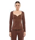 Brown Sweet Heart Neck Top 1