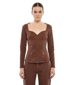 Brown Sweet Heart Neck Top 1