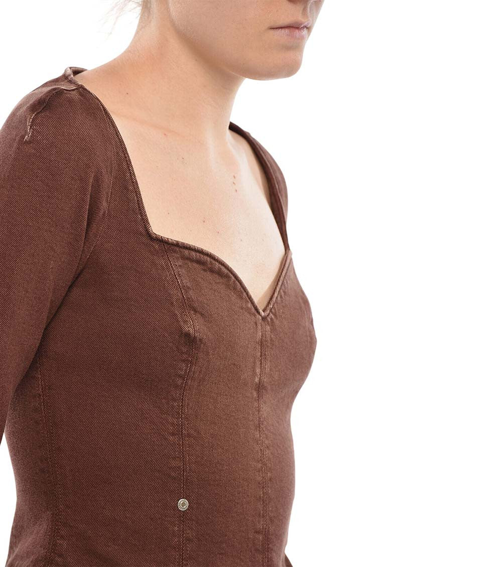 Brown Sweet Heart Neck Top 3