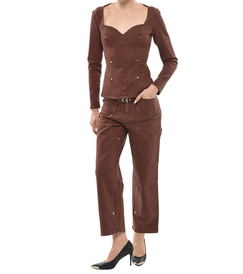 Brown Sweet Heart Neck Top 4