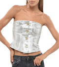 Silver Solid Strapless Top 1