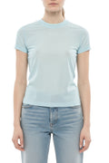 Sky Blue Solid Crew Neck Top 1