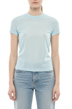 Sky Blue Solid Crew Neck Top 1